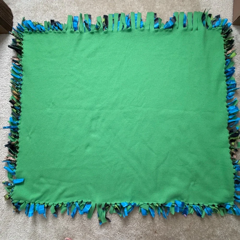 Teenage Mutant Ninja Turtles Handmade Fleece Tie Throw Blanket Blue Green 48x55